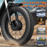 Kickwey K7 Pro Adults Electric Bike For Men 1500W Dual Motor Bicycle 48V 23AH Battery 20" Ebike Electric Mountain Moped Ebikes