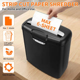 Small Size A4 Shredder 6-Sheet Strip-Cut Paper Shredder Electric Automatic for Office Household Paper Cutter with 10L Dustbin
