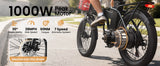 QRONGE Waterfall Folding Electric Bike 1000W Peak 48V 13.5AH Removable Battery Electric Bicycle 20" Fat Tire 28 MPH max E-Bike