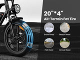 AMYET V9-G60 Adults Electric Bike 1000W Motor Bicycle 48V 20AH 20“ Tire Ebike Electric E Bikes Mountain Moped Ebikes For Men
