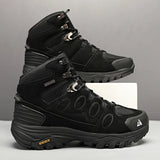 HIKEUP High-Top Men Hiking Boot Winter Outdoor Shoes Lace-Up Non-slip Sports Casual Trekking Boots Man Suede Warm Shoes