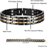 Magnetic Bracelets For Men 18k Gold Plating Double Strength Magnets And 4in1 Elements Men Bracelets 8.5inches Adjustable