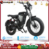 BAOLUJIE DM01 Moto Electric Bicycle 60V 30AH Battery 42 MPH Electric Bike E-Bike Adult for Electric Motorcycle【1 Year Warranty】