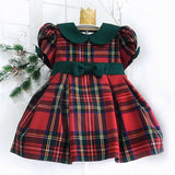 0 4T Christmas Toddler Newborn Kids Baby Girls Dress Red Plaid Cotton