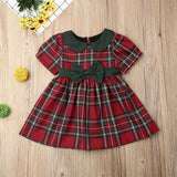 0 4T Christmas Toddler Newborn Kids Baby Girls Dress Red Plaid Cotton