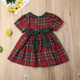 0 4T Christmas Toddler Newborn Kids Baby Girls Dress Red Plaid Cotton