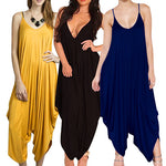 Women Summer Fashion Solid Color Harem Overall Romper Loose Casual Jumpsuit