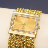 Women Fashion Multi-layer Beads Analog Quartz Alloy Band Bracelet Wrist Watch