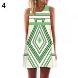 Women Fashion Summer Sleeveless Digital Print Casual A-Line Sexy Mini Dress
