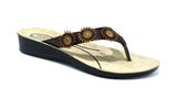 Triple Flower Flip Flop Black/Brown