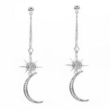 Fashion Rhinestone Star Crescent Moon Dangle Long Drop Earrings Women Jewelry