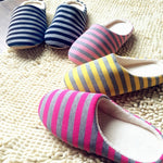 Women's Men's Winter Striped Warm Soft Anti-Slip  Indoor Shoes Home Slippers