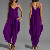 Women's Sexy Spaghetti Strap V-Neck Sleeveless Overall Long Jumpsuit Romper