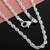 Women's Men's 925 Sterling Silver Twist Chain Necklace Charm Fashion Jewelry