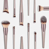 1Pc Champagne Gold Handle Eyebrow Foundation Powder Flame Makeup Brush Portable