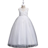 Flower Embroidered Sleeveless Kids Girl Formal Pageant Party Long Princess Dress