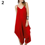 Women Summer Fashion Solid Color Harem Overall Romper Loose Casual Jumpsuit