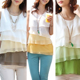 Women Fashion Multi-layer Ruffle Sleeveless Blouse Summer Vest Tank Top T-Shirt