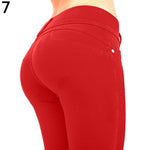 Women's Sexy Casual Solid Color High Waist Elastic Skinny Pencil Cigarette Pants