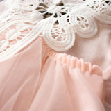 Cute Baby Girl Imitation Pearl Decor Sleeveless Loose Lace Flower Back Dress