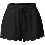 Fashion Solid Color Lace Drawstring Women's Summer Casual Loose Shorts Hot Pants