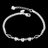 Women's 925 Sterling Silver Charm Love Heart Wings Bracelet Cuff Bangle Jewelry