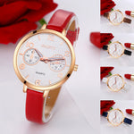 Women Fashion Simple Analog Quartz Slim Faux Leather Wrist Watch Decor Gift