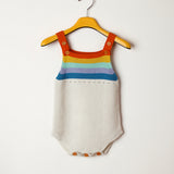 Rainbow Color Stripes Knitting Sleeveless Baby Boy Girl Romper Summer Jumpsuit