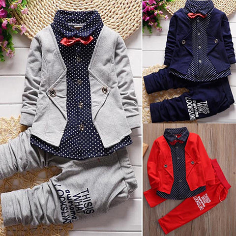 2pcs Toddler Baby Boys Kids Shirt Tops + Long Pants Clothes Outfits Gentleman Set