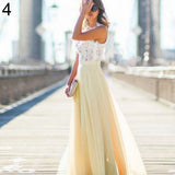 Women Lace Splicing Formal Wedding Bridesmaid Long Evening Party Prom Dress