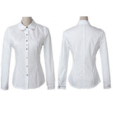 Women Office Career Formal Revit Studded Collar Button Up Blouse OL Shirt Top - ENSEIGNE DENIS