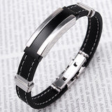 Men's Punk Watch Clasp Stylestainless Steel Rubber Bracelet Fashion Bangle