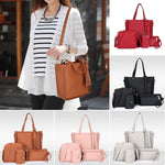 4Pcs/Set Women Faux Leather Handbag Shoulder Bag Tote Purse Messenger Clutch