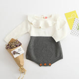 Autumn Cute Infant Baby Girls Newborn Long Sleeve Jumpsuit Knitted Ruffle Romper
