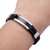 Men's Punk Watch Clasp Stylestainless Steel Rubber Bracelet Fashion Bangle