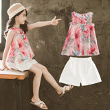 Girls Summer Suit 2021 New Children's Clothing Western Style Korean Shorts Short Sleeves