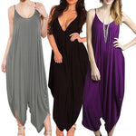 Women Summer Fashion Solid Color Harem Overall Romper Loose Casual Jumpsuit