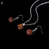 Lady Fashion Rhinestone Pendant Necklace Hook Earring Banquet Party Jewelry Set