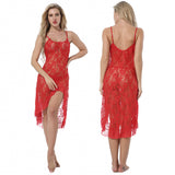 Women's Sexy Backless See Through Rose Lace Dress G-String Underwear Sleepwear - ENSEIGNE DENIS