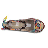 Women Ethnic Lace Up Beading Round Toe Comfortable Flats Colorful Loafers Shoes