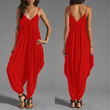 Women's Sexy Spaghetti Strap V-Neck Sleeveless Overall Long Jumpsuit Romper
