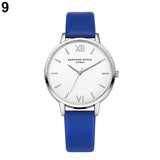 Women Fashion Concise Dial Slim Faux Leather Strap Analog Quartz Wrist Watch