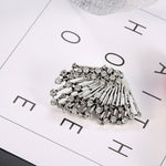 1Pc Vintage Fan Shape Rhinestone Asymmetric Earrings Ear Jacket Women Jewelry