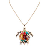 Multi-Color Tortoise Pendant Necklace Turtle Drop Hook Earrings Jewelry Set - ENSEIGNE DENIS