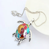 Multi-Color Tortoise Pendant Necklace Turtle Drop Hook Earrings Jewelry Set - ENSEIGNE DENIS
