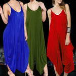 Women Summer Fashion Solid Color Harem Overall Romper Loose Casual Jumpsuit