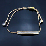 Women's Fashion Glitter Pave Bar Adjustable Drawstring Slider Bracelet Bangle