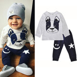 Fashion Infant Baby Boy Lovely Dog Pattern Long Sleeve T-shirt Pants Warm Gift