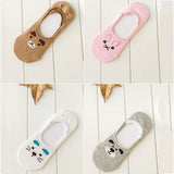 Cute Women Girl Bear Cat Dog Rabbit Invisible Low Cut No Show Loafer Boat Socks