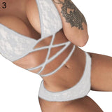 Summer Sexy Women Flower Lace Halter Cross Harness Bra Panties Bra Set Underwear